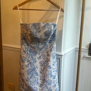 Floral Blue and White Dress